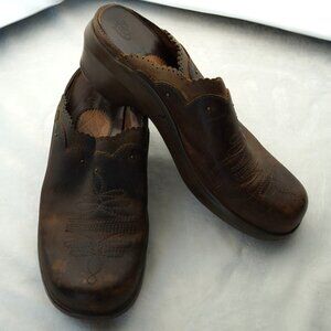 Ariat Brown Leather Western Slip-On Clogs Size 10B Style 94225